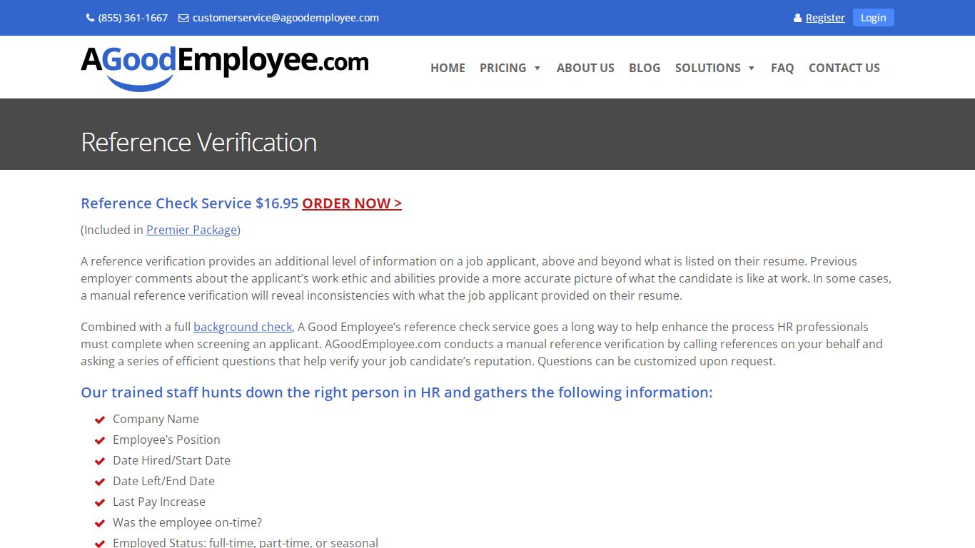 Reference Verification | Reference Check Services - A Good Employee